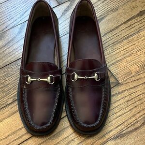 Women’s Brooks Brothers Burgundy Leather Horsebit Slip-On Loafers